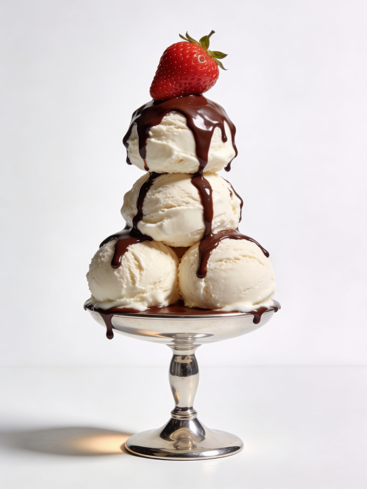 Sundae de baunilha com calda de chocolate